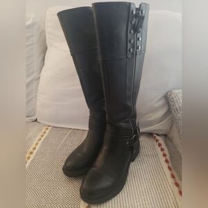 Black Buckle & Zip High Boots